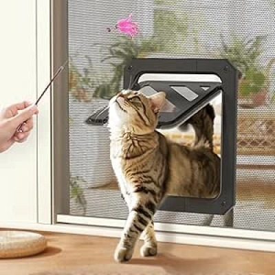 Magnetic Cat Screen Door with Lock - 7x9 inch Pet Door for Cats & Small Dogs
