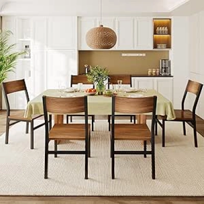 Feonase Dining Chairs Set of 6 - Modern Ergonomic Kitchen Chairs with Metal Legs