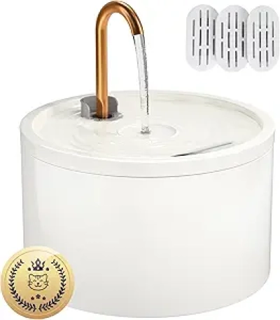 Premium Ceramic Cat Water Fountain 2.1L - Ultra-Quiet, Dual Filter, Copper Spout