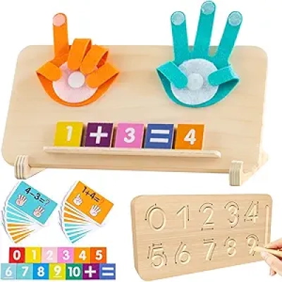 Montessori Math Toys for Toddlers 2-5 | Educational Counting Blocks & Learning Board