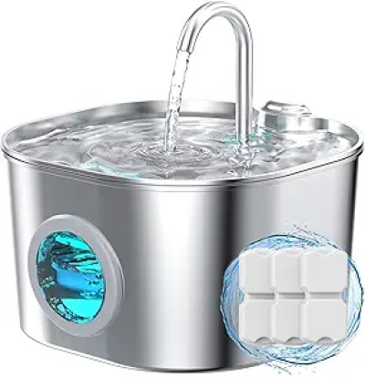 Stainless Steel Cat Water Fountain - Automatic Pet Waterer with Filter & Quiet Pump