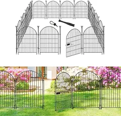 40" Tall Garden Fence with Gate - No Dig Animal Barrier for Dogs & Rabbits (20 Panels)
