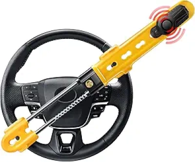 113dB Steering Wheel Lock with Alarm - Heavy Duty Anti-Theft Car Security Device