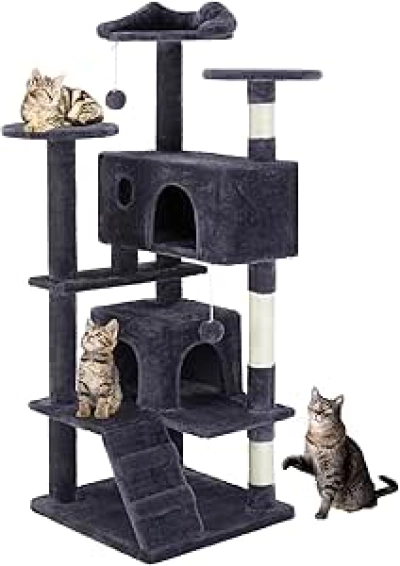 54-Inch Multi-Level Cat Tree Tower for Large Cats | Indoor Pet House with Condos & Scratching Posts
