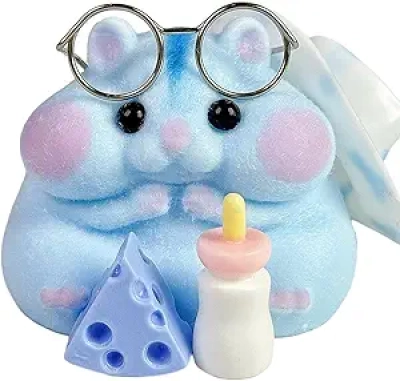 Blue Handmade Taba Squishy Hamster Fidget Toy - Soft Silicone Stress Relief Plushie