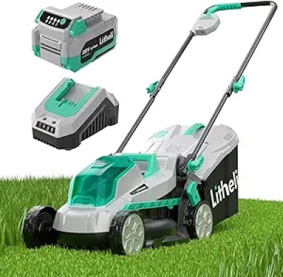 Litheli 13 Inch Cordless Lawn Mower - 20V Brushless Electric Mower with Battery