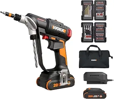 WORX 20V Brushless Cordless Drill Driver - 445 in·lb Torque, 2-in-1 Design & 85 Bits
