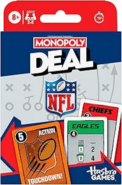 Monopoly Deal NFL Edition Card Game | 32 NFL Teams | Ages 8+ | Family Game Night