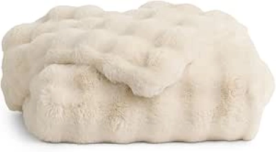 Cozy Earth Bubble Cuddle Blanket - Ultra-Soft Faux Fur Throw 80x60 | Weighted Luxury Blanket