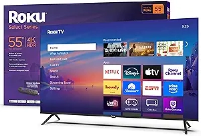 55-Inch Roku Smart TV 4K HDR | Select Series with Voice Remote & Free Streaming