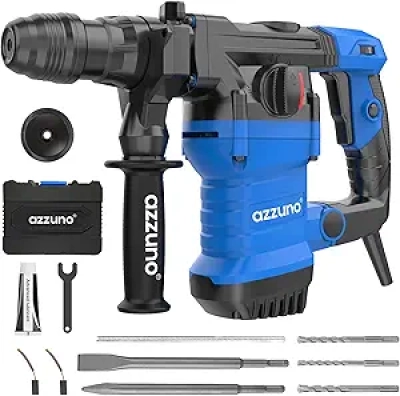 AZZUNO 1-1/4" SDS-Plus 15Amp Rotary Hammer Drill - 4 Functions, 4200 BPM