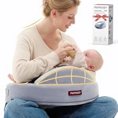 Momcozy Safety Fence Nursing Pillow - Memory Foam Breastfeeding Cushion