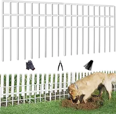 42.5ft No Dig Dog Fence Barrier - 30 Panels Rustproof Garden Edging for Yard Protection