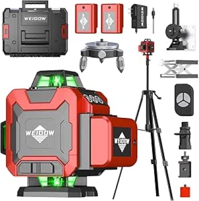 16 Lines Self-Leveling Green Laser Level with Remote Control & Tripod - Professional Grade