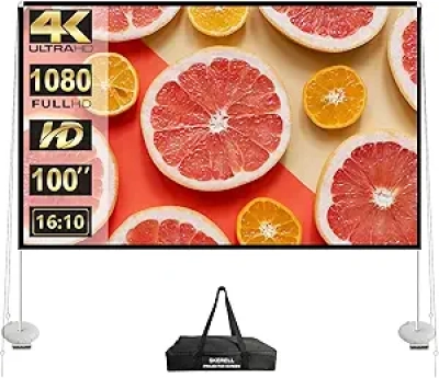 100 Inch Outdoor Projector Screen with Stand - 4K HD Portable Movie Screen