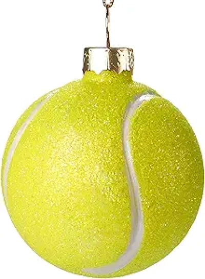 Tennis Ball Glass Christmas Ornament - Mini Sports Decoration for Holiday Tree