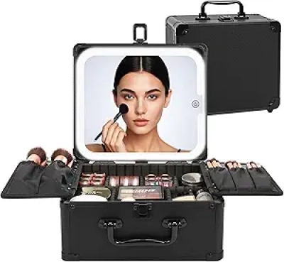 Relavel LED Makeup Case with Mirror - Professional Travel Cosmetic Organizer
