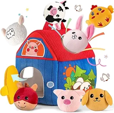Montessori Farm Toy for Babies 6-12 Months | Sensory Barn with Stuffed Animals