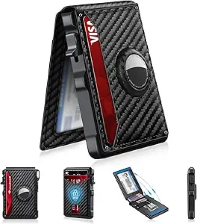 AirTag Wallet for Men | RFID Blocking Pop-Up Card Holder with Smart Tracking