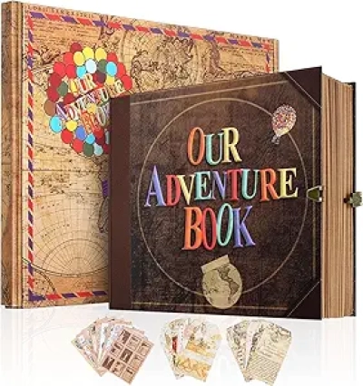 Our Adventure Book Scrapbook - 146-Page Retro Photo Album for Couples & Weddings