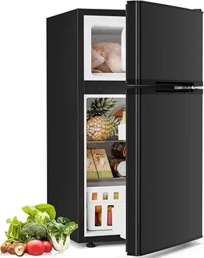Antarctic Star 3.2 Cu.Ft. Compact Mini Fridge with Freezer - 2 Door Black