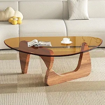 Modern Glass Coffee Table | Mid-Century Small Coffee Table for Living Room