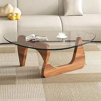 Modern Glass Coffee Table - Mid Century Tempered Glass Design for Living Room