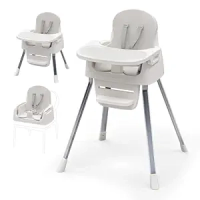 Portable 4-in-1 Baby High Chair with 5-Point Safety Harness for Infants & Toddlers