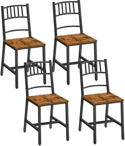 HOOBRO Dining Chairs Set of 4 - Wooden Kitchen Chairs with Metal Frame