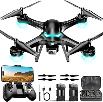 1080P HD Beginner Drone with Camera, Remote Control Quadcopter & 2 Batteries