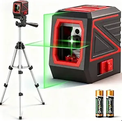 Green Cross Line Laser Level with Tripod - 100ft Self-Leveling & Manual Mode