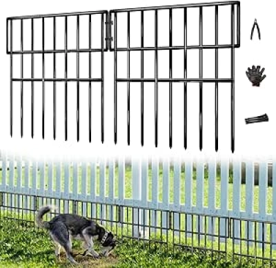 25 Panel Animal Barrier Fence 27 Ft - No Dig Garden Edging for Dogs & Rabbits
