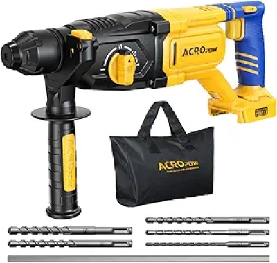 ACROPOW 20V Cordless SDS-Plus Rotary Hammer Drill - Brushless Motor, 4-in-1 Functions & LED Light