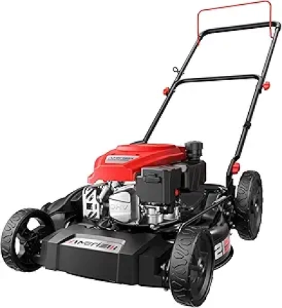 21" Gas Lawn Mower 144cc - Mulching & Side Discharge, Height Adjustment
