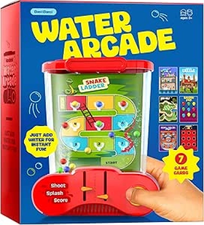 Dan&Darci Handheld Water Game for Kids - 7 Retro Arcade Games, Screen-Free Travel Toys
