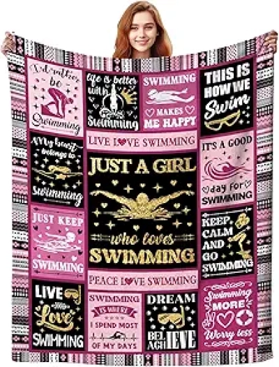 Swimming Blanket for Teens Girls Women - Soft Flannel Throw 50x40 Inches