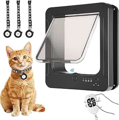 Smart RFID Cat Door with Remote Control | 4-Way Locking Pet Flap