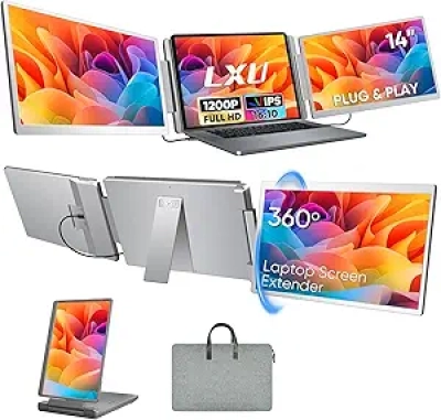 14" Portable Laptop Monitor Extender - FHD 1200P Triple Screen Display | USB-C HDMI
