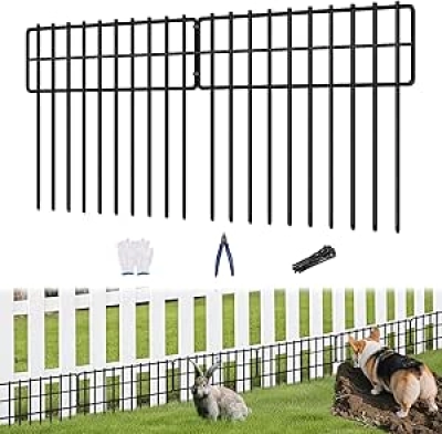 42.5ft No Dig Garden Fence - 30 Rustproof Metal Panels for Small Animals & Rabbits