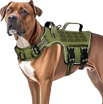 Heavy Duty Tactical Dog Harness for Large Dogs - No Pull Service Vest with Molle System