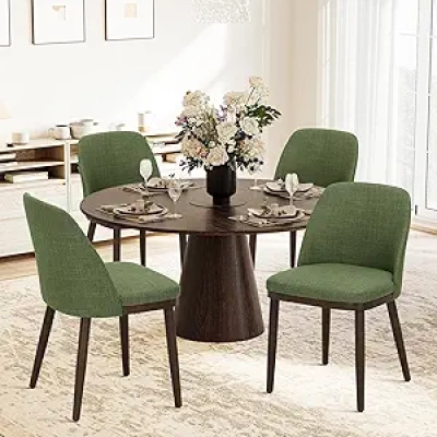 COLAMY Upholstered Dining Chairs Set of 4 - Modern Kitchen Chairs with Wood Legs