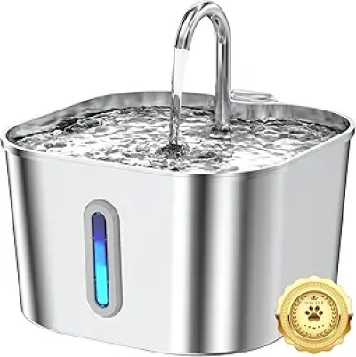 Stainless Steel Cat Water Fountain 2.2L - Quiet Pump Pet Dispenser