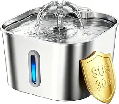 Premium Stainless Steel Cat Water Fountain - 74oz Automatic Pet Drinking Dispenser