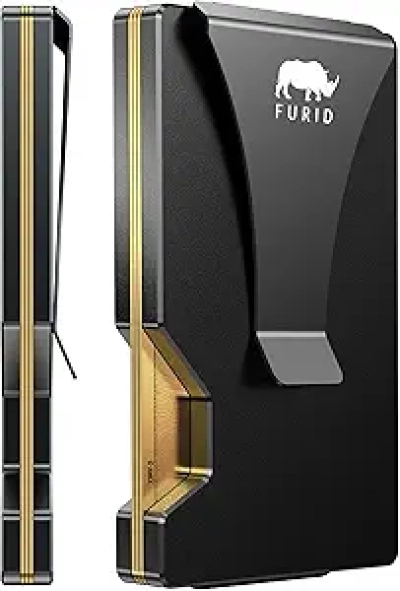 Slim RFID Blocking Metal Wallet for Men - 12 Card Holder with Money Clip