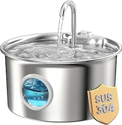 Stainless Steel Cat Water Fountain 88oz - Quiet Pet Water Dispenser with 4-Stage Filtration