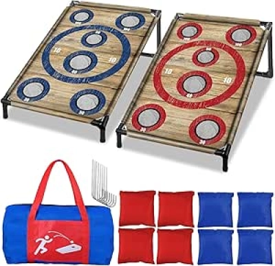 Portable Cornhole Board Set with 8 Bean Bags - Indoor & Outdoor Toss Game