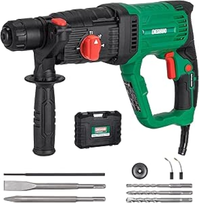 1" SDS-Plus Rotary Hammer Drill 9 Amp - 4 Function Corded Variable Speed with Safety Clutch