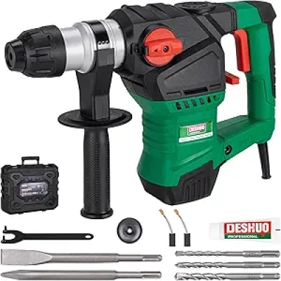 1-1/4" SDS-Plus Rotary Hammer Drill - 12.5 Amp, 3 Functions, Safety Clutch & Vibration Control