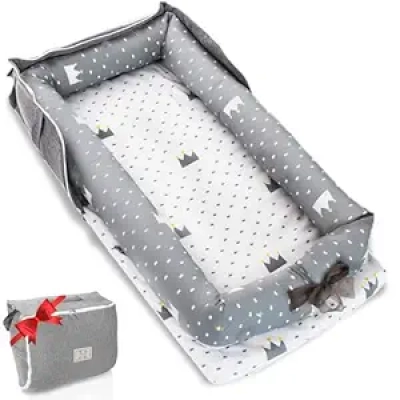 Portable Baby Lounger for Newborn to Toddler (0-24M) | Breathable Cotton & Adjustable