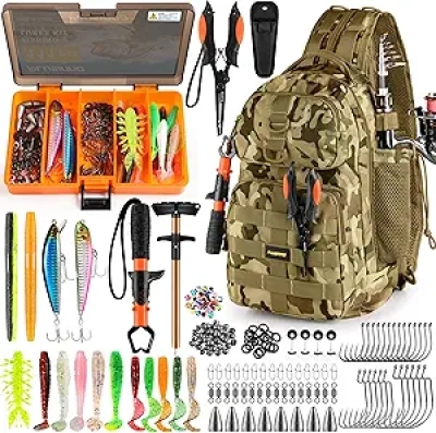 PLUSINNO Waterproof Fishing Backpack with Tackle Boxes & Rod Holder